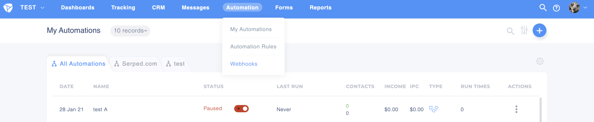 Automations and Webhooks