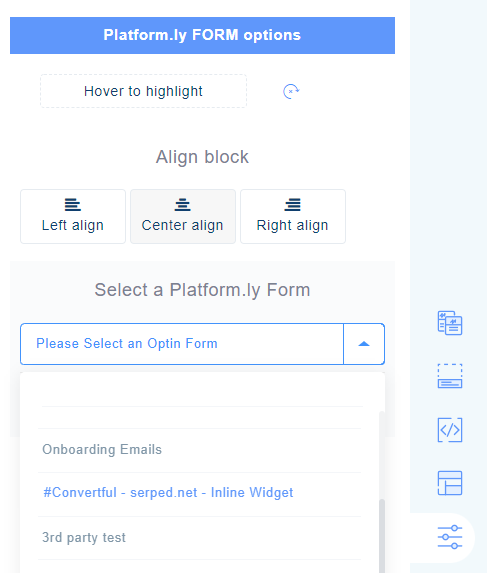 Convertful Forms in Page Builder