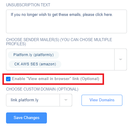View Email in Browser Option