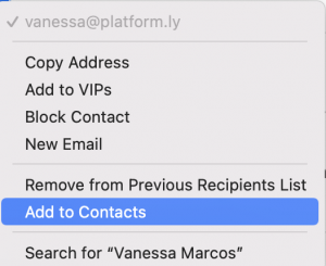 Apple Mail add to contacts