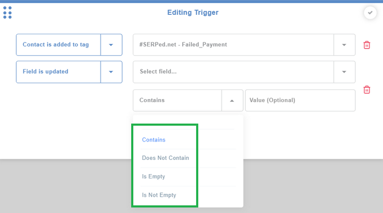 New Options in Field is Updated Trigger