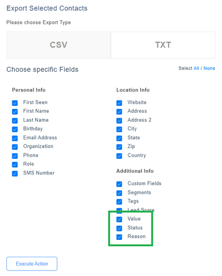 New Fields in CRM Export