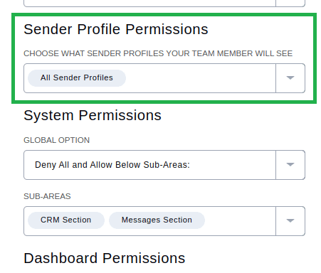 Sender Profile Permissions